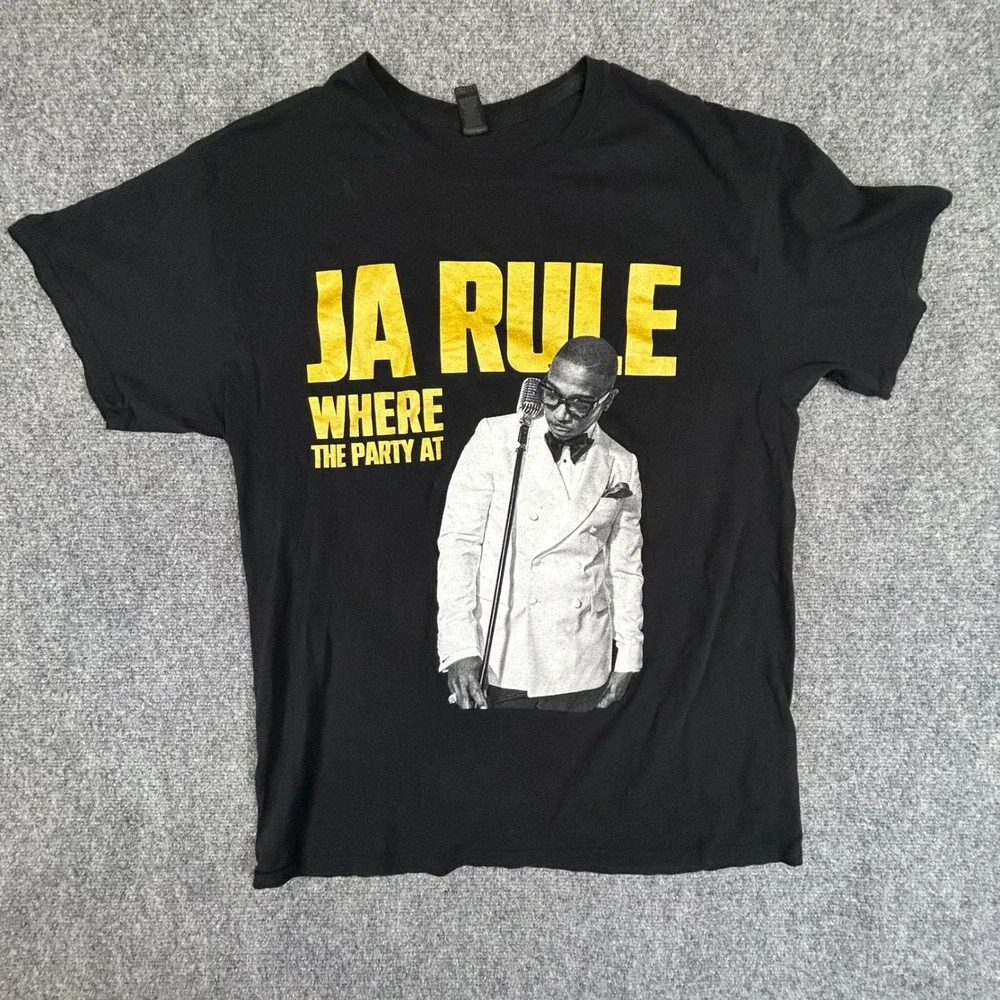 Ja Rule Where The Party At Tour 2025 Graphic T-Shirt Black Mens Large Gildan